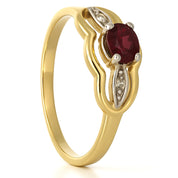 Anello - 18 carati Oro bianco, Oro giallo - 0.22ct. tw. Rubino - Diamante