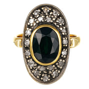 14 carati  Oro giallo, Argento 925 - Anello- Zaffiro -Diamanti