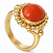 Anello - 18 carati Oro giallo Corallo