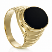 Anello - 18 carati Oro giallo Onice - Made in Italy - Handmade