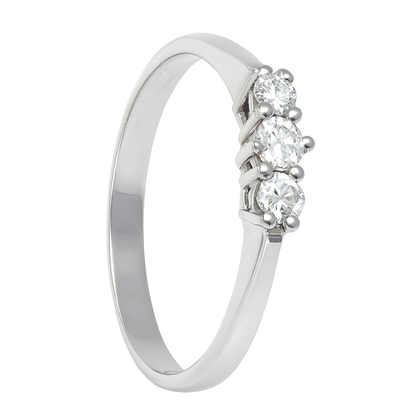 Anello - 18 carati Oro bianco - 0.12ct. tw. Diamante (Naturale)