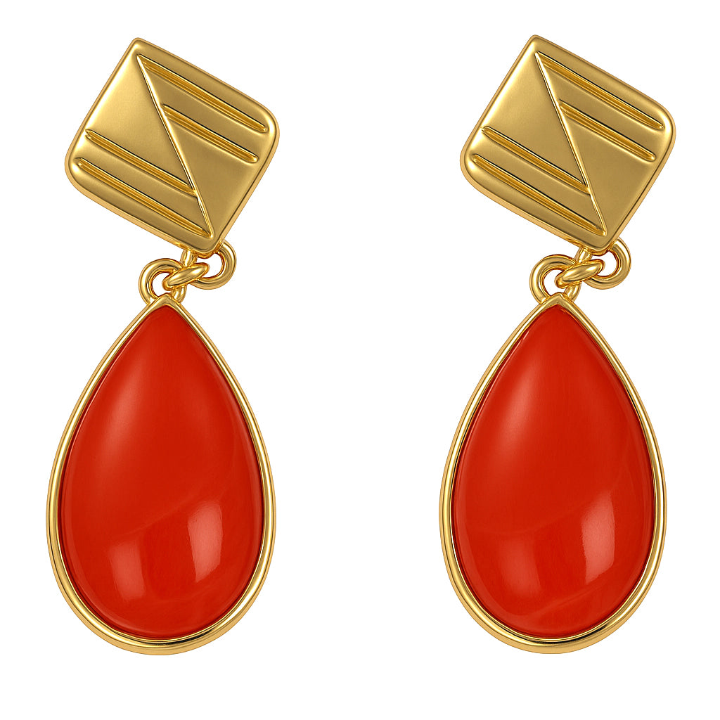 Orecchini - 18 carati Oro giallo - Corallo