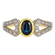 Anello - 18 carati Oro bianco, Oro giallo - 1.55ct. tw. Zaffiro - Diamante