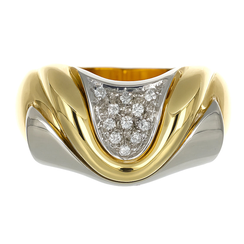 Anello - 18 carati Oro bianco, Oro giallo - 0.11ct. tw. Diamante (Naturale)