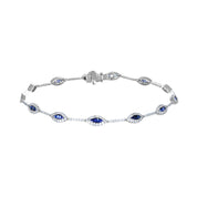 Bracciale - 18 carati Oro bianco - 2.04ct. tw. Zaffiro - Diamante