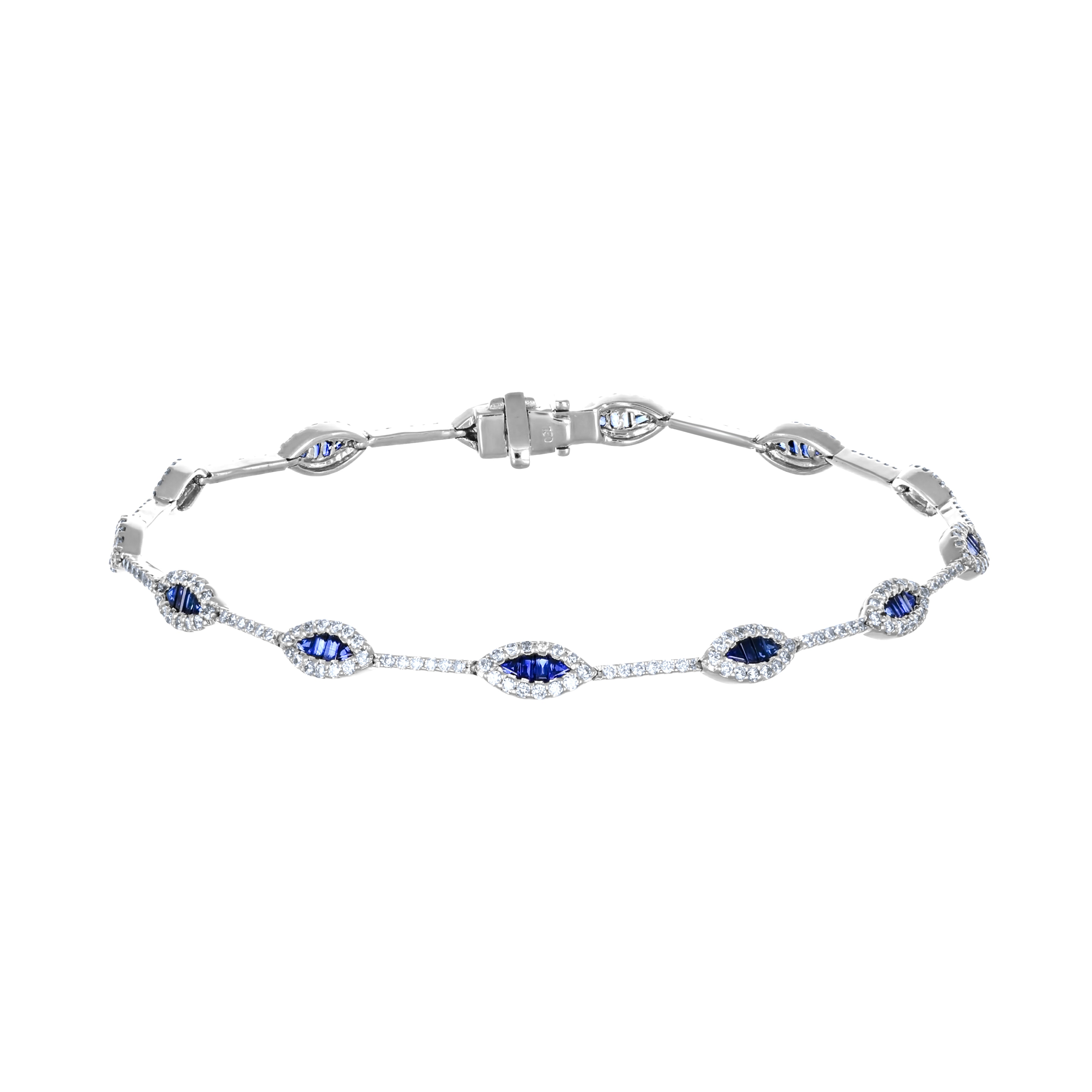 Bracciale - 18 carati Oro bianco - 2.04ct. tw. Zaffiro - Diamante