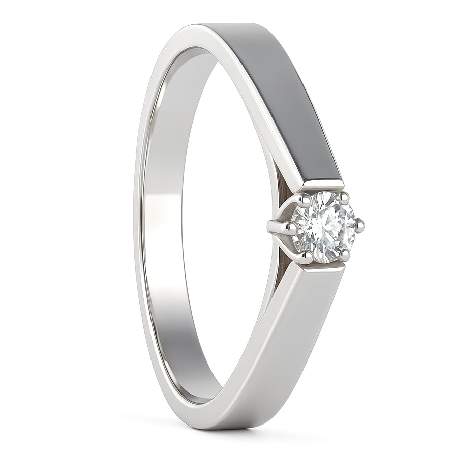 Anello - 18 carati Oro bianco - 0.11ct. tw. Diamante (Naturale)