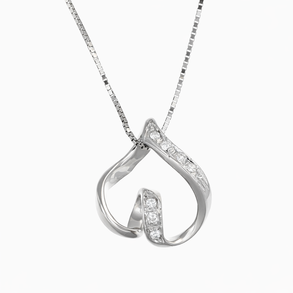 Collana con ciondolo - 18 carati Oro bianco - 0.07ct. tw. Diamante (Naturale)