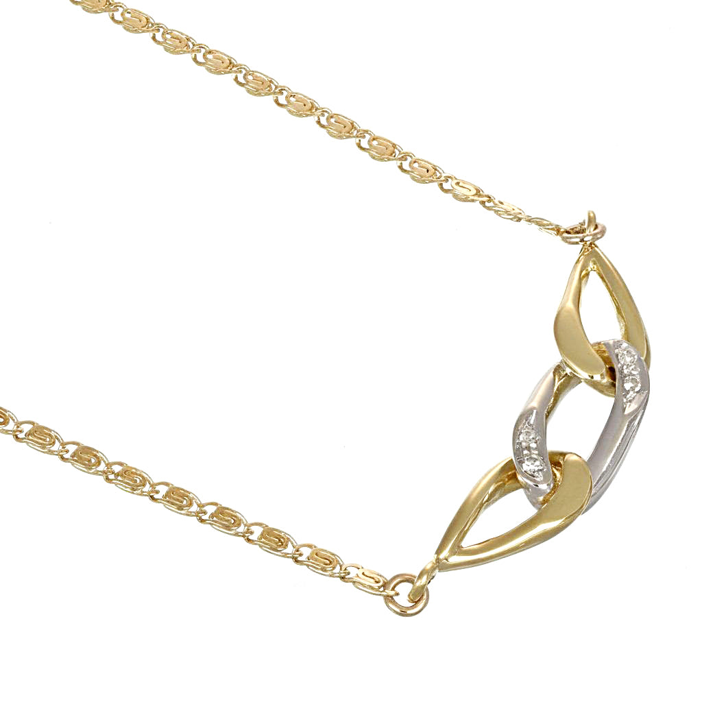 Collana con ciondolo - 18 carati Oro giallo, Oro bianco - 0.04ct. tw. Diamante (Naturale)