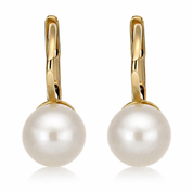 Coppia di orecchini da donna in oro giallo 18 carati con perle coltivate Akoya