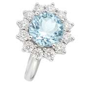 Anello - 18 carati Oro bianco - 3.10ct. tw. Topazio - Diamante