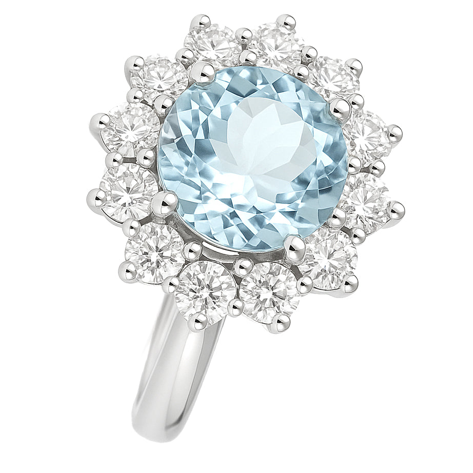 Anello - 18 carati Oro bianco - 3.10ct. tw. Topazio - Diamante