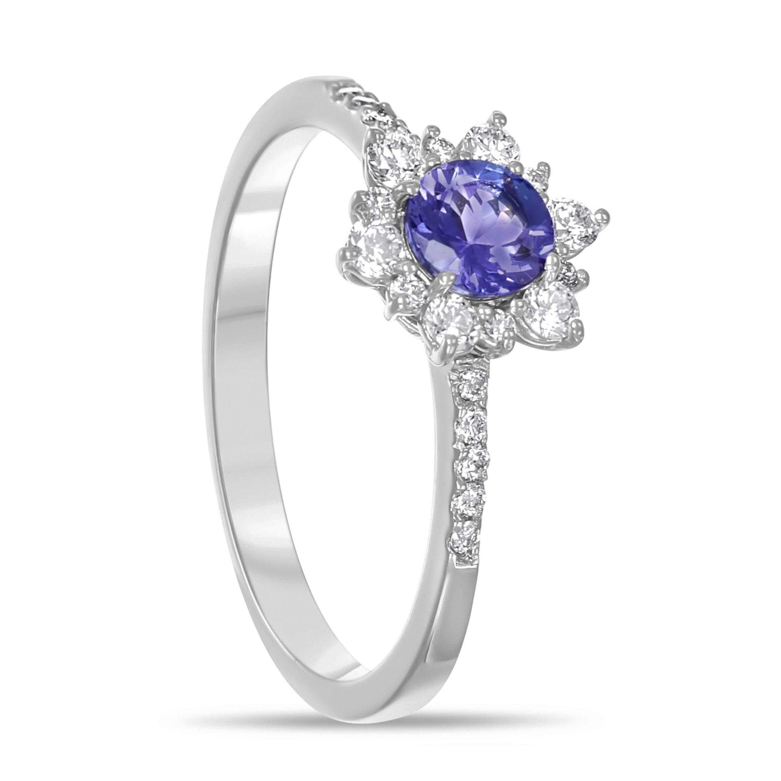 Anello - 18 carati Oro bianco - 0.38ct. tw. Diamante (Naturale) - Tanzanite