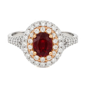 Anello - 18 carati Oro bianco, Oro rosa - 3.17ct. tw. Rubino - Diamante