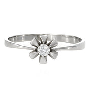 Anello - 18 carati Oro bianco - 0.04ct. tw. Diamante (Naturale)