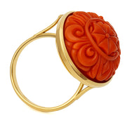 Anello - 18 carati Oro giallo Corallo