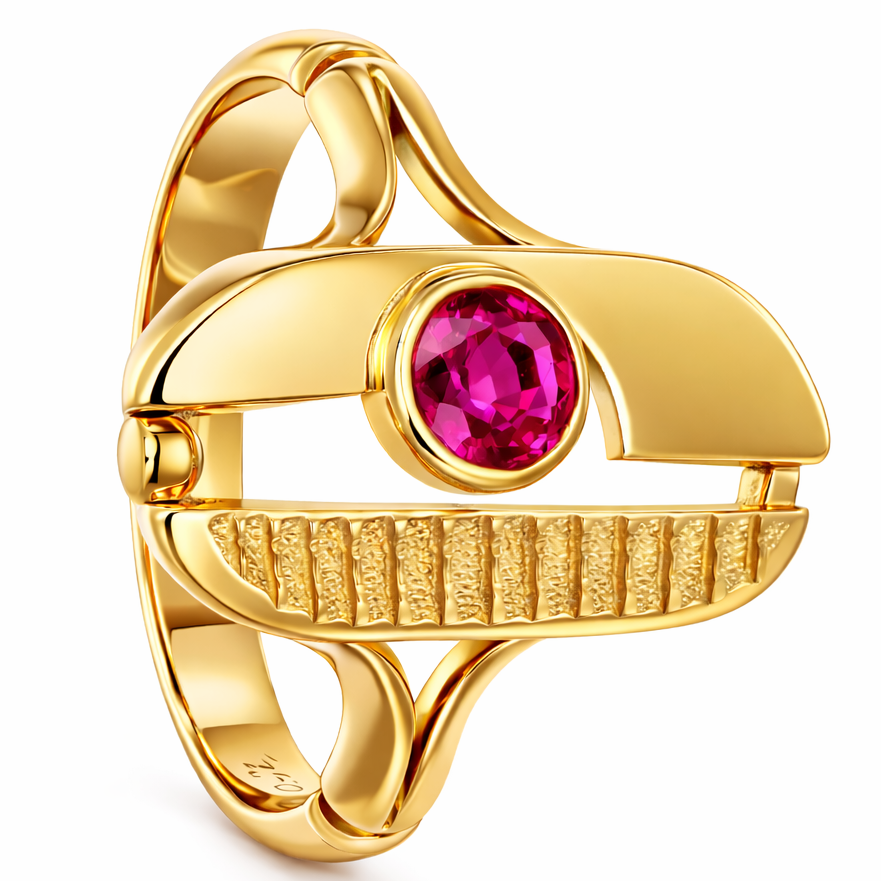 Anello - 18 carati Oro giallo - 0.20ct. tw. Rubino