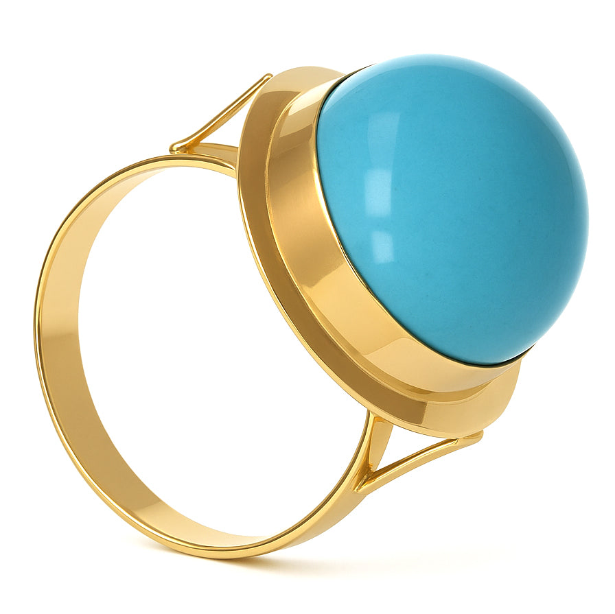 Anello - 18 carati Oro giallo Turchese