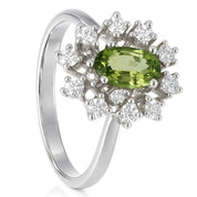 Anello - 18 carati Oro bianco - 0.52ct. tw. Tormalina - Diamante