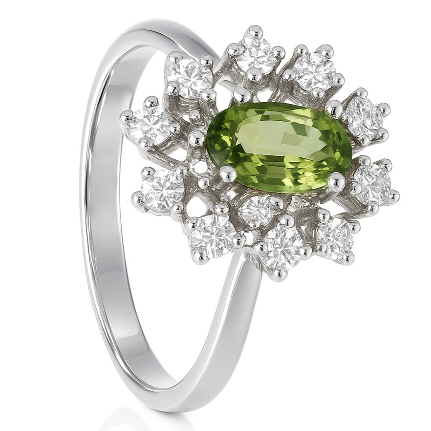 Anello - 18 carati Oro bianco - 0.52ct. tw. Tormalina - Diamante