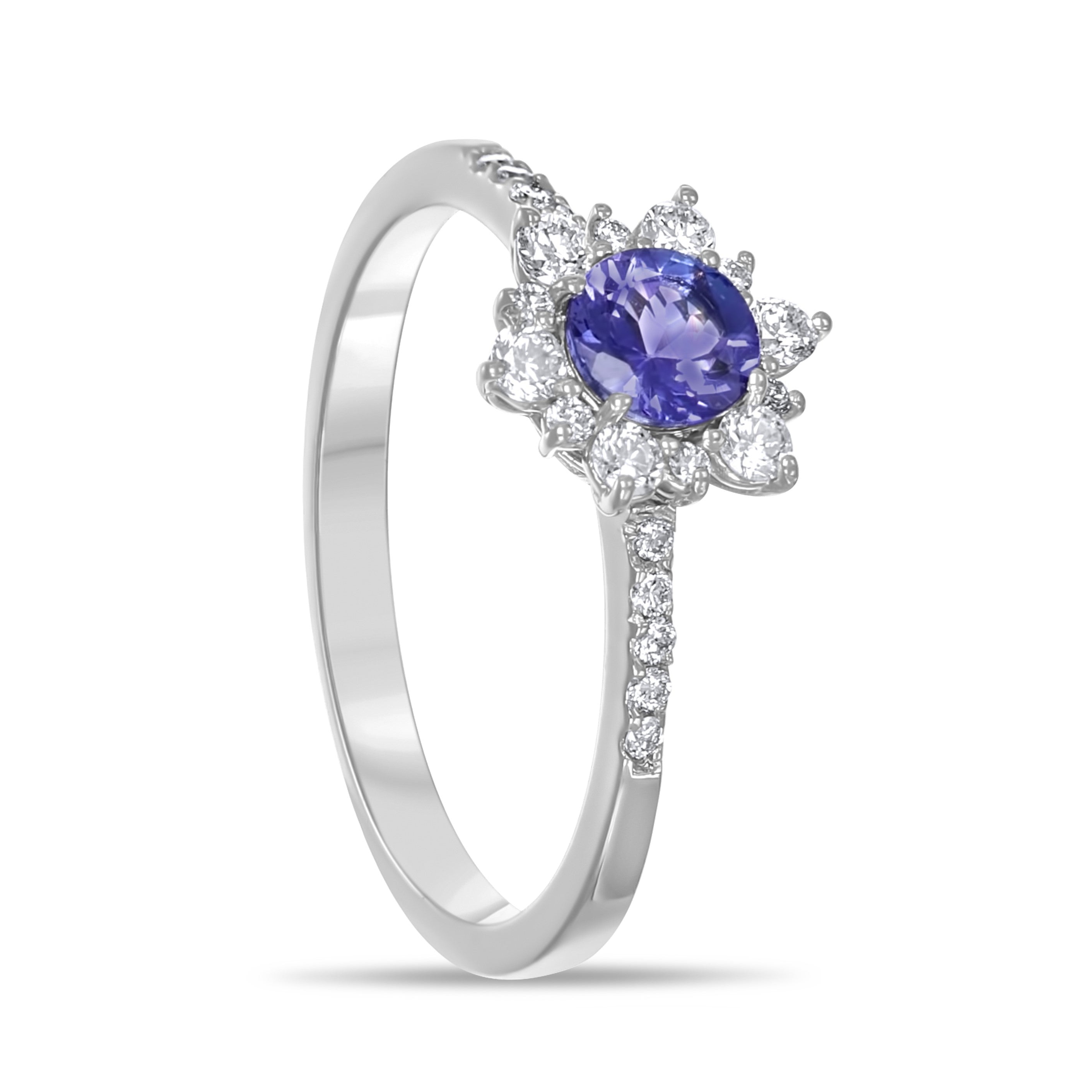 Anello - 18 carati Oro bianco - 0.83ct. tw. Tanzanite - Diamante