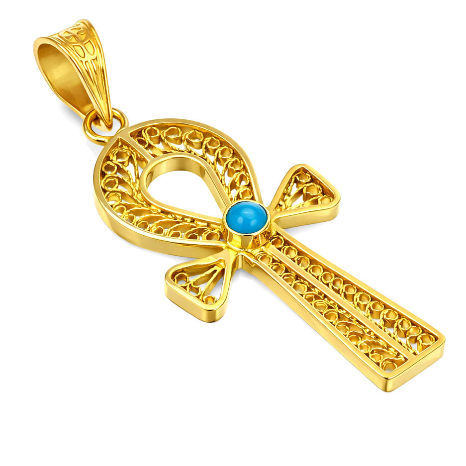 Ciondolo - 18 carati Oro giallo Turchese