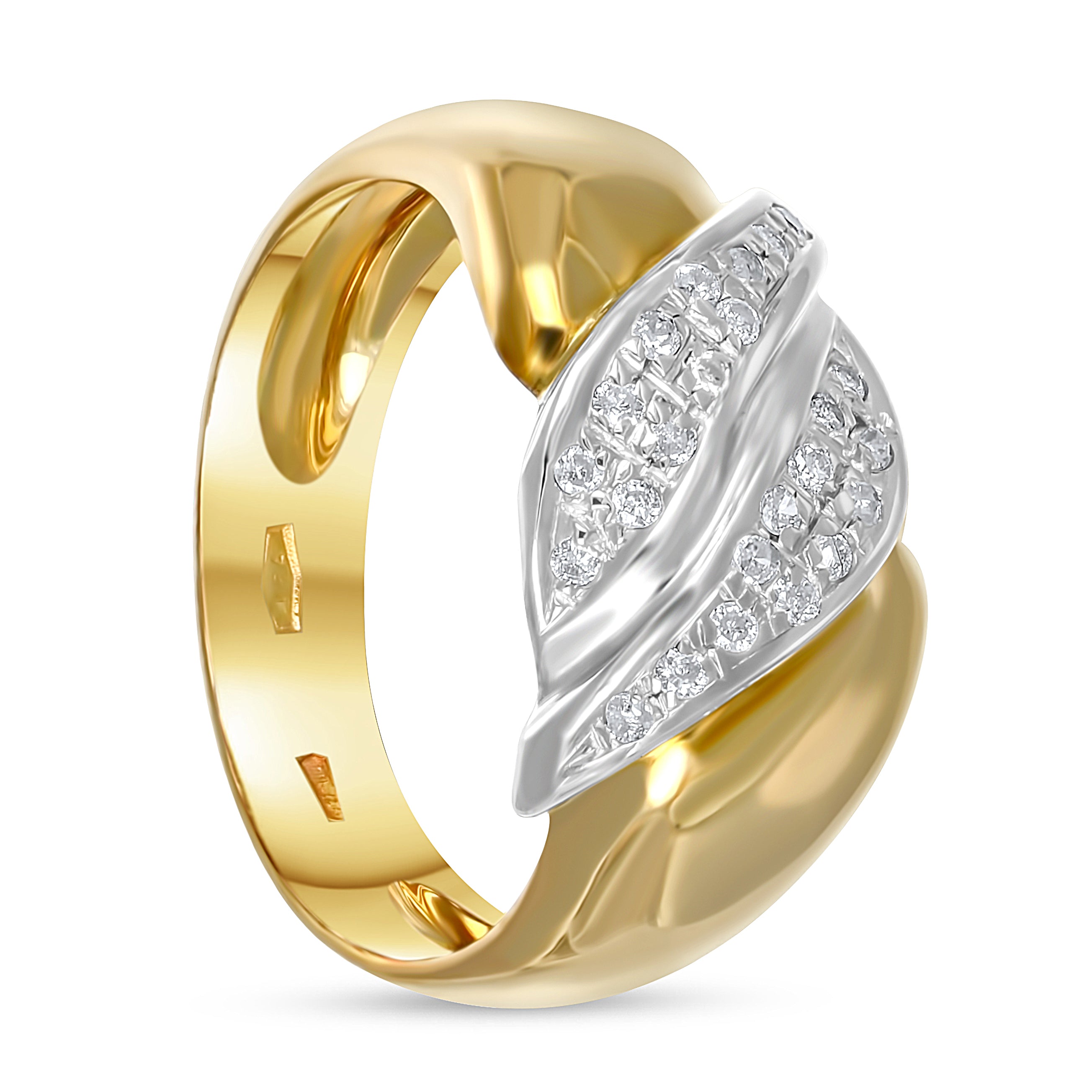 Anello - 18 carati Oro bianco, Oro giallo - 0.24ct. tw. Diamante (Naturale)