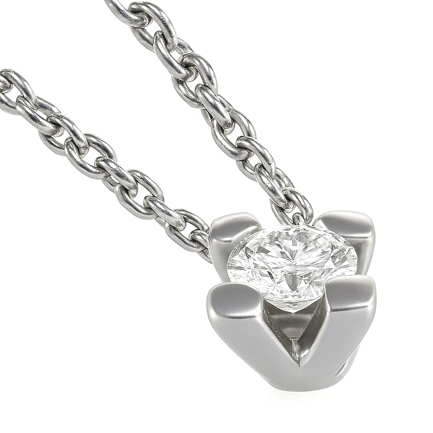 Collana con ciondolo - 18 carati Oro bianco - 0.18ct. tw. Diamante (Naturale)