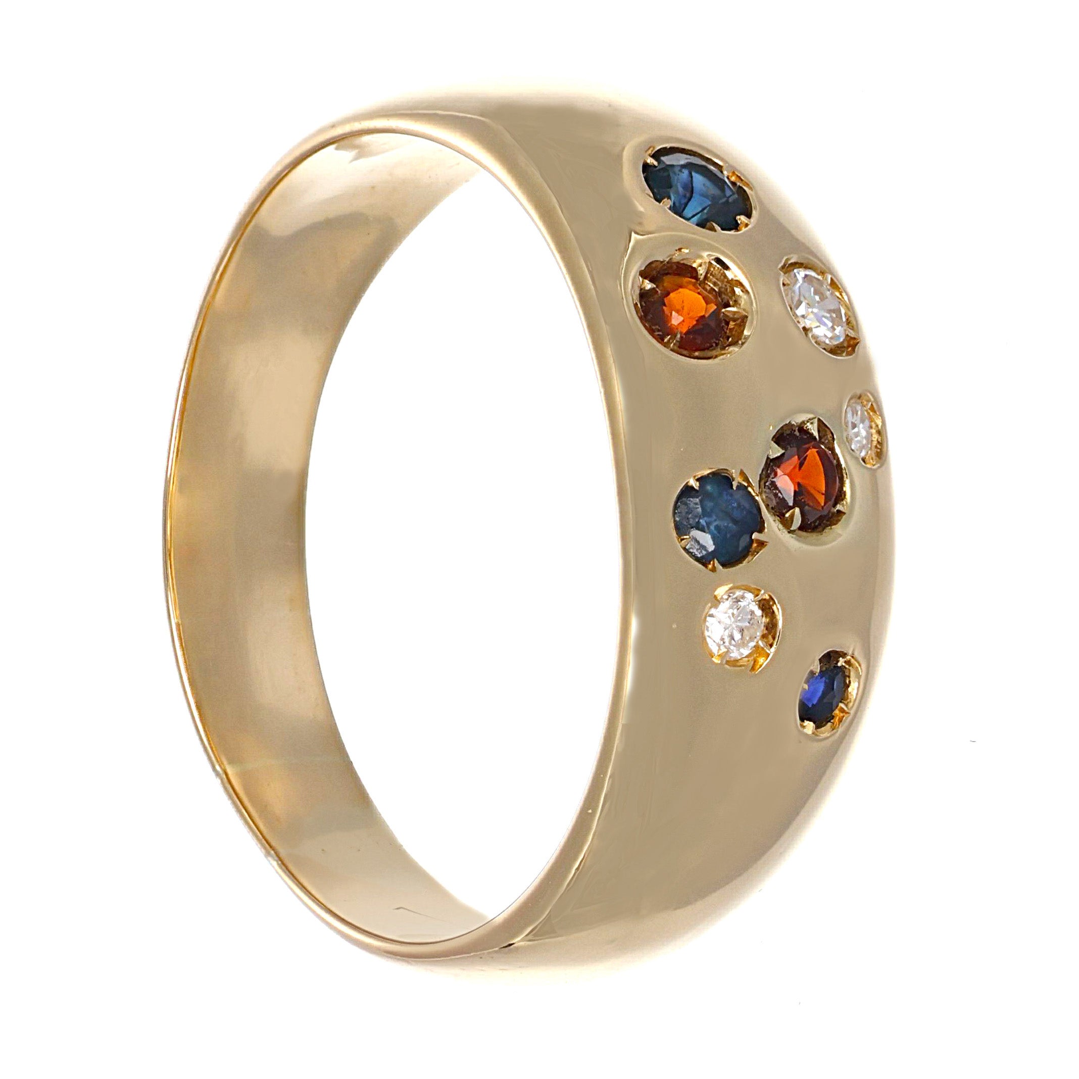 Anello - 18 carati Oro giallo, Zaffiri - Rubini - Diamanti - 0.20ct. tw.