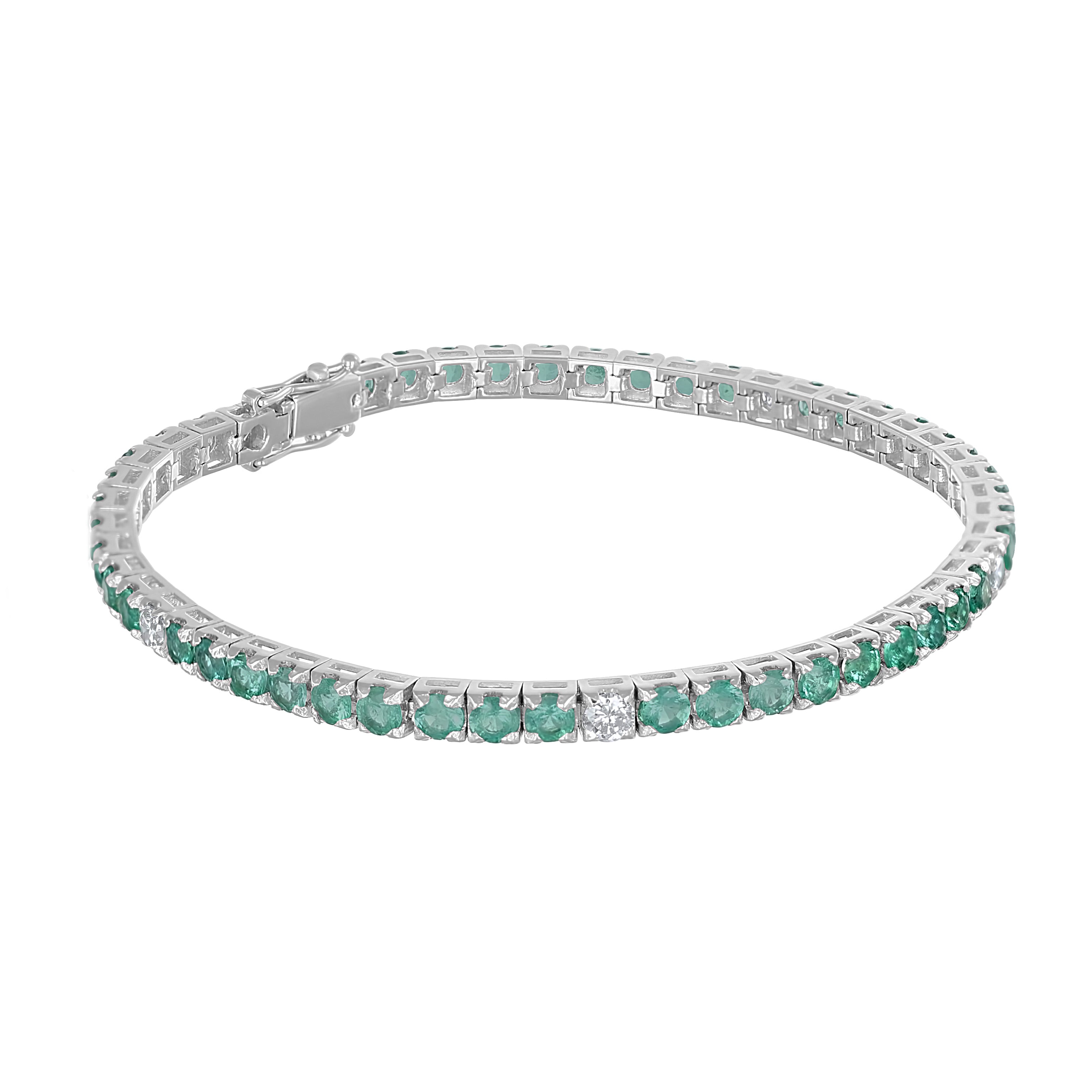 Bracciale - 18 carati Oro bianco - 0.50ct. tw. Diamante (Naturale) - Smeraldo