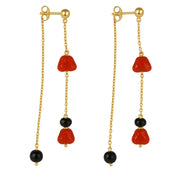 Orecchini - 18 carati Oro giallo Onice - Corallo