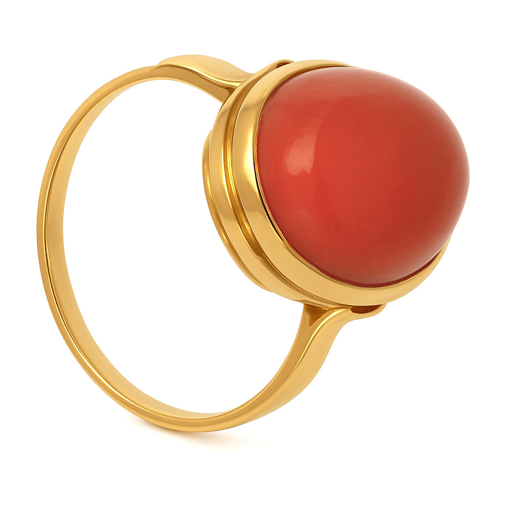 Anello - 18 carati Oro giallo Corallo
