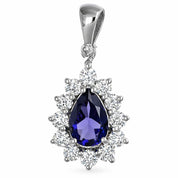 Ciondolo - 18 carati Oro bianco - 1.14ct. tw. Iolite - Diamante