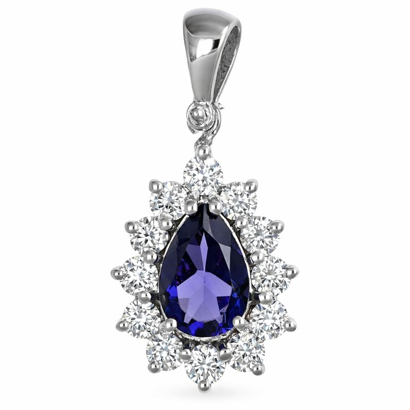 Ciondolo - 18 carati Oro bianco - 1.14ct. tw. Iolite - Diamante