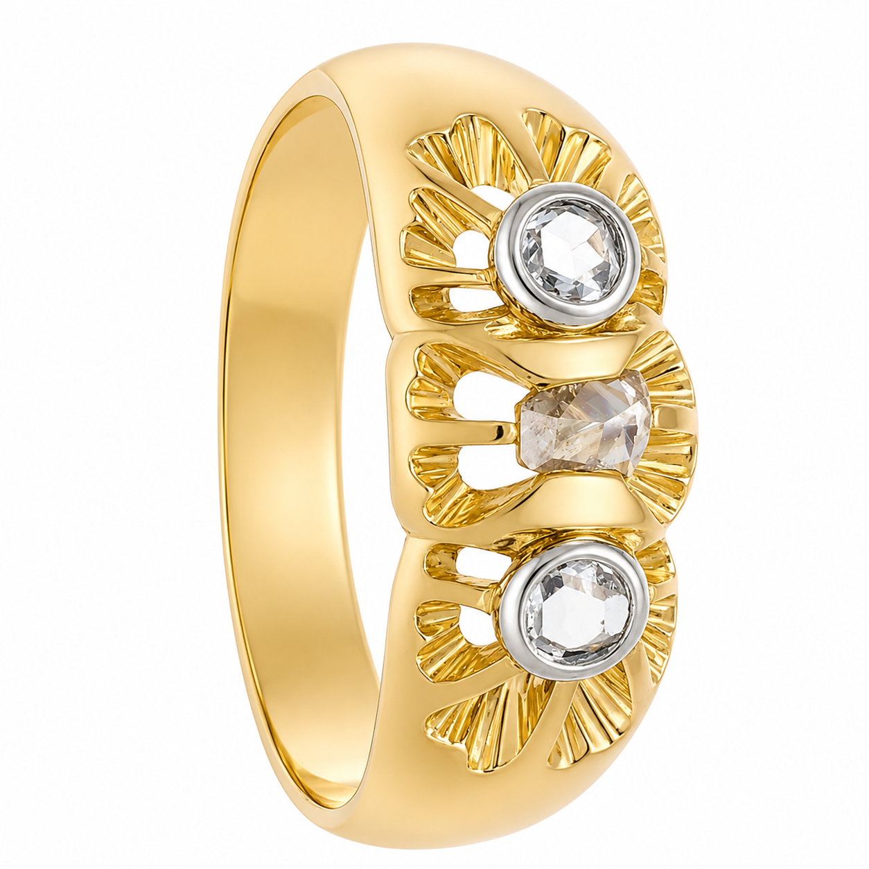 Anello - 18 carati Oro giallo, Oro bianco - 0.30ct. tw. Diamante (Naturale) - Made in Italy - Handmade