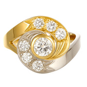 Anello - 18 carati Oro bianco, Oro giallo - 0.90ct. tw. Diamante (Naturale)