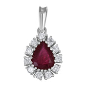 Ciondolo - 18 carati Oro bianco Rubino - Diamante