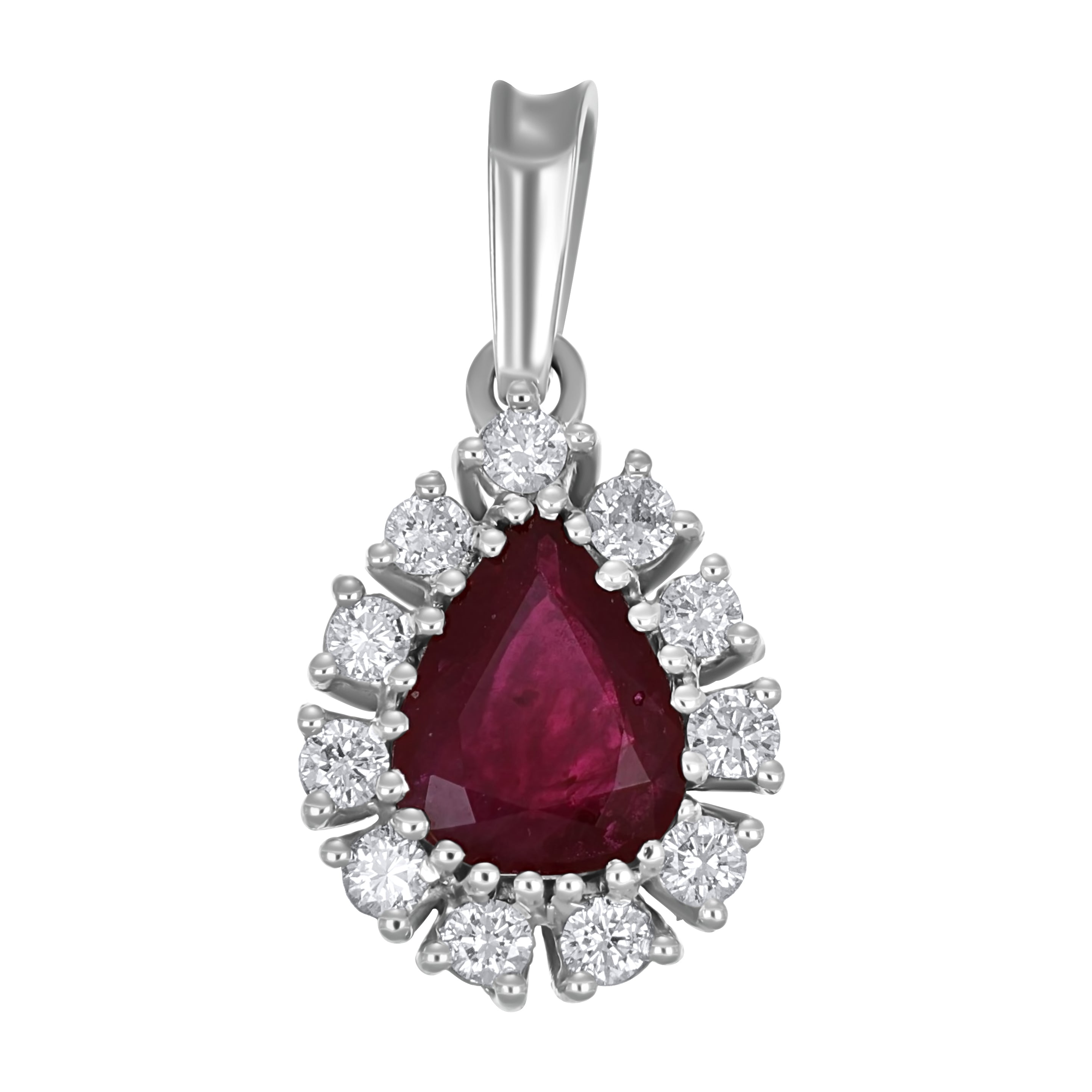 Ciondolo - 18 carati Oro bianco Rubino - Diamante