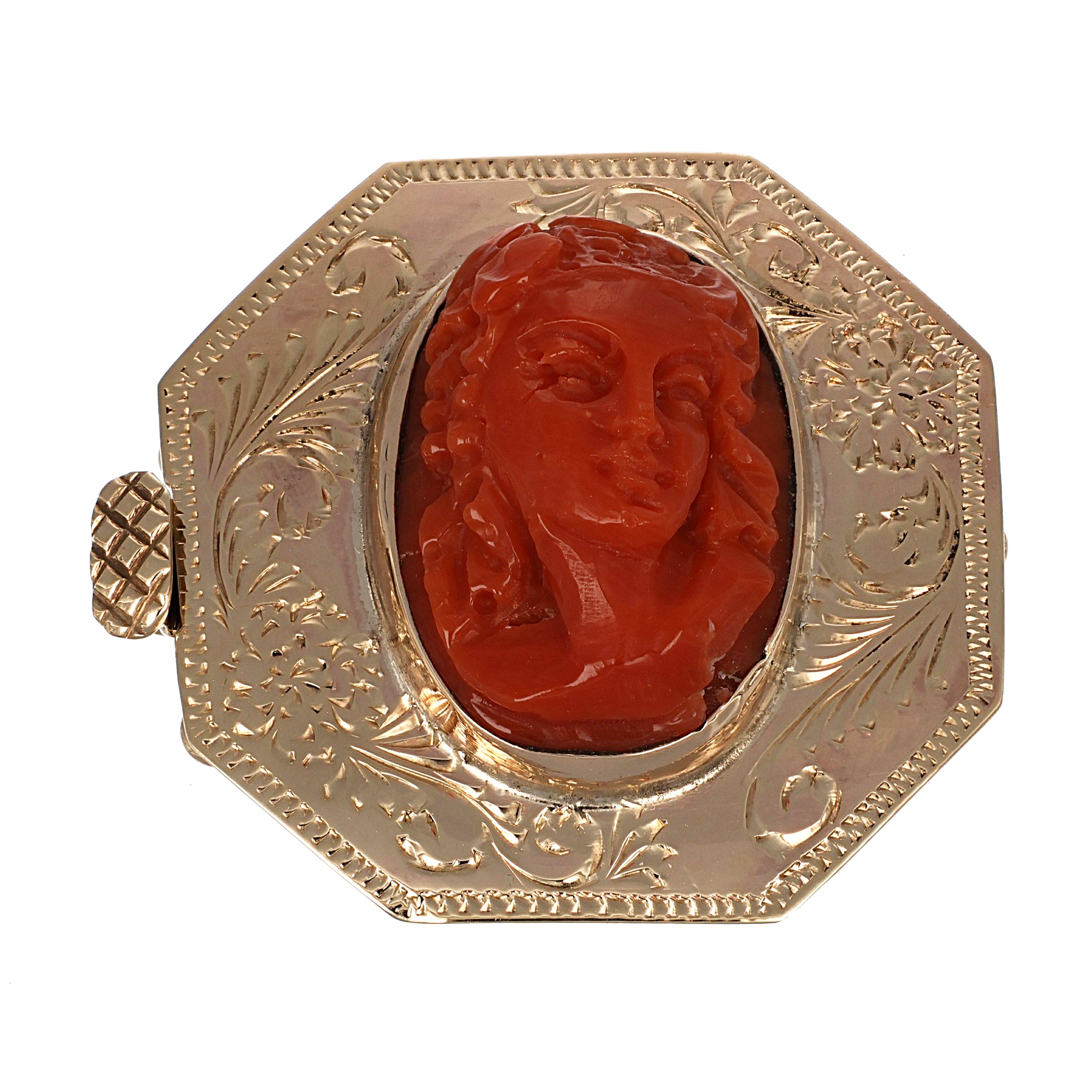 Chiusura in Oro giallo 18 carati - Corallo rosso del mediterraneo