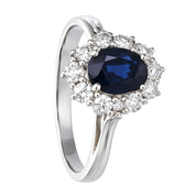 Anello - 18 carati Oro bianco - 1.05ct. tw. Zaffiro - Diamante