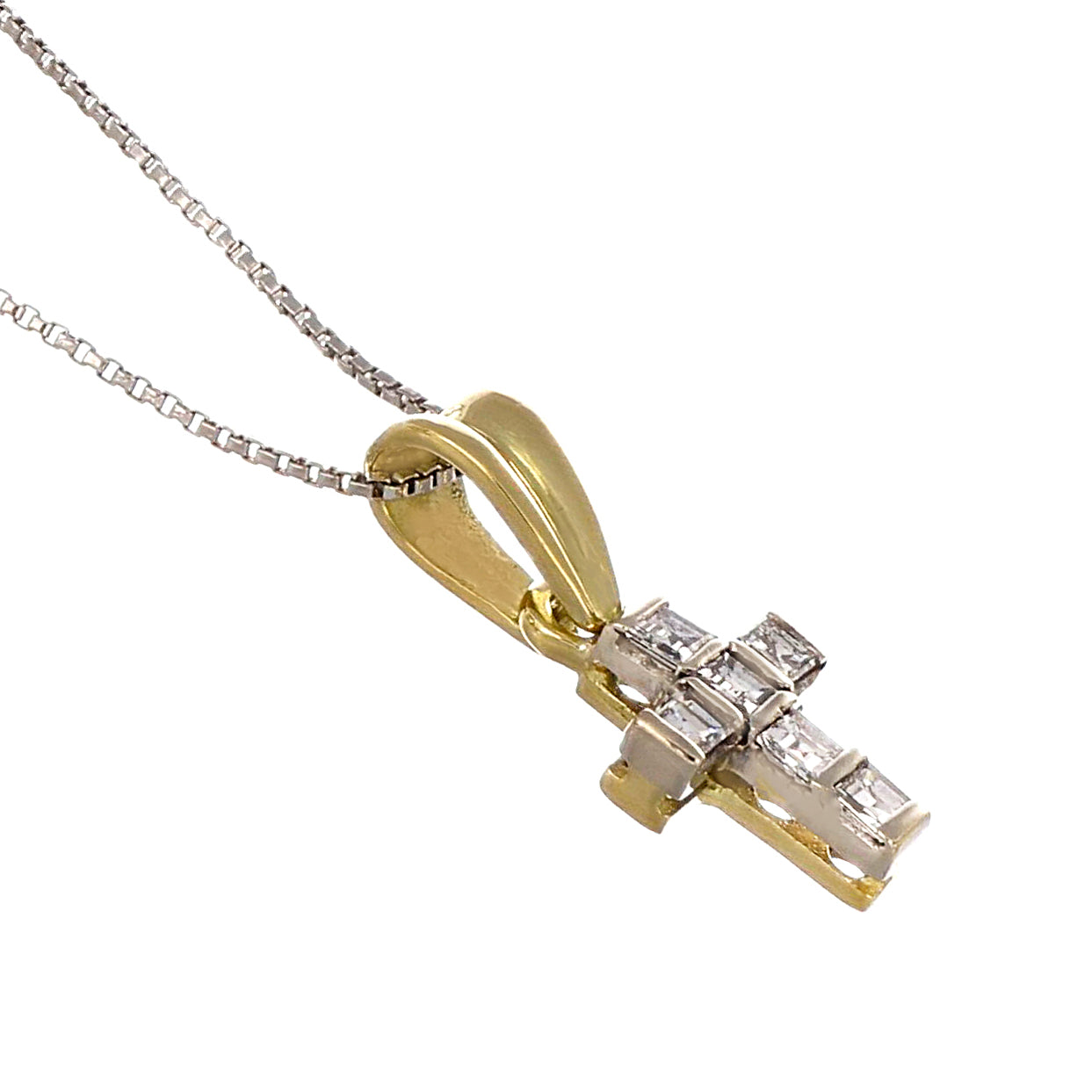 Collana con ciondolo - 18 carati Oro bianco, Oro giallo - 0.16ct. tw. Diamante (Naturale)