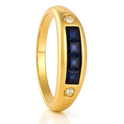 Anello - 18 carati Oro giallo - 0.09ct. tw. Zaffiro - Diamante