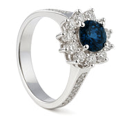 Anello - 18 carati Oro bianco - 0.80ct. tw. Zaffiro - Diamante