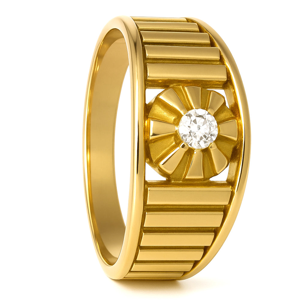 Anello - 18 carati Oro giallo - 0.06ct. tw. Diamante (Naturale)