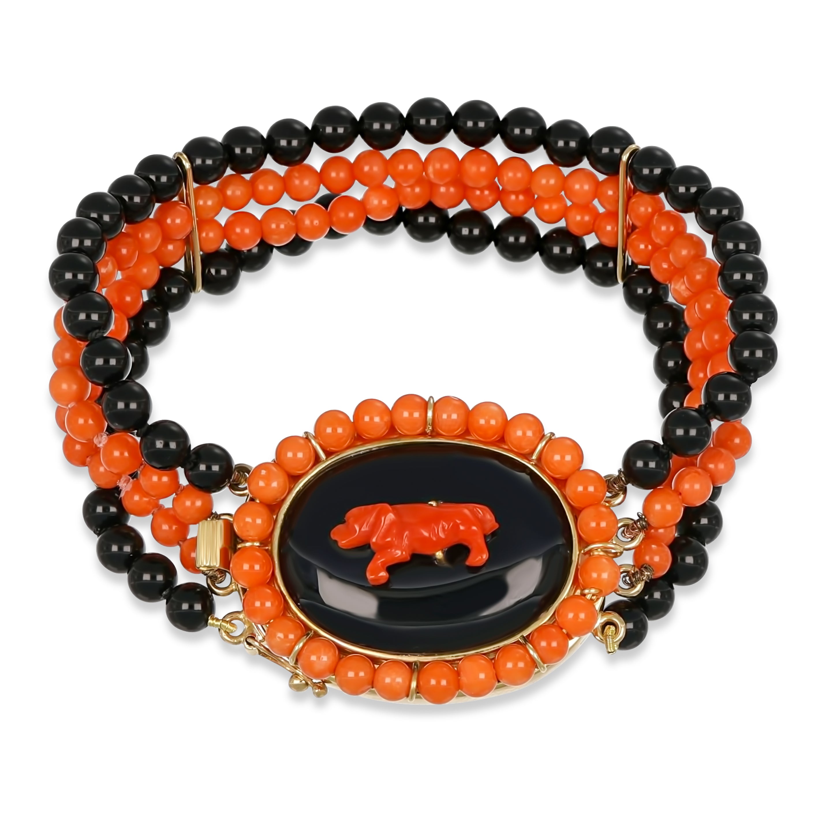 Bracciale - 18 carati Oro giallo Corallo - Onice