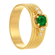 Anello - 18 carati Oro giallo - 0.27ct. tw. Smeraldo - Diamante