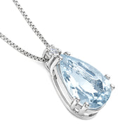 Collana con ciondolo - 18 carati Oro bianco - 1.98ct. tw. Acquamarina - Diamante