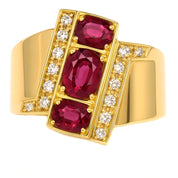 Anello - 18 carati Oro bianco, Oro giallo - 1.34ct. tw. Rubino - Diamante