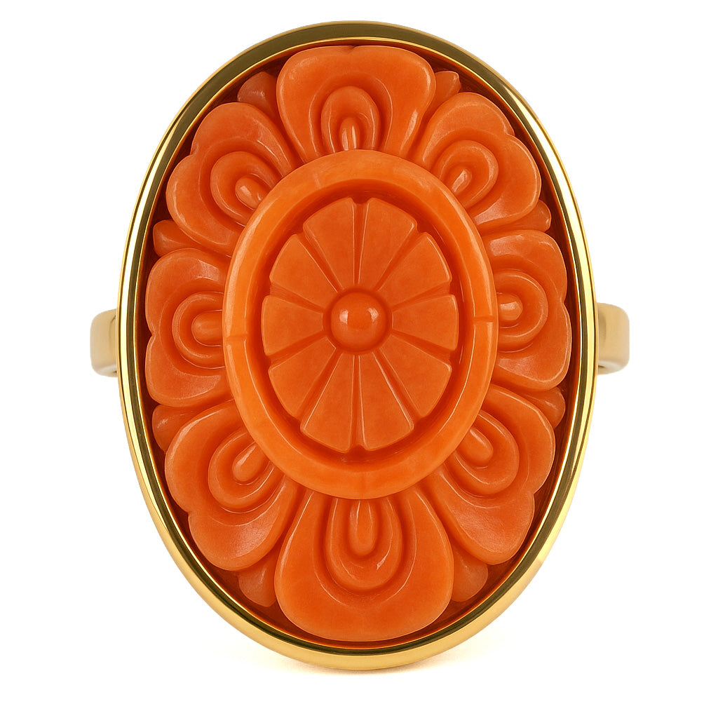 Anello - 18 carati Oro giallo Corallo