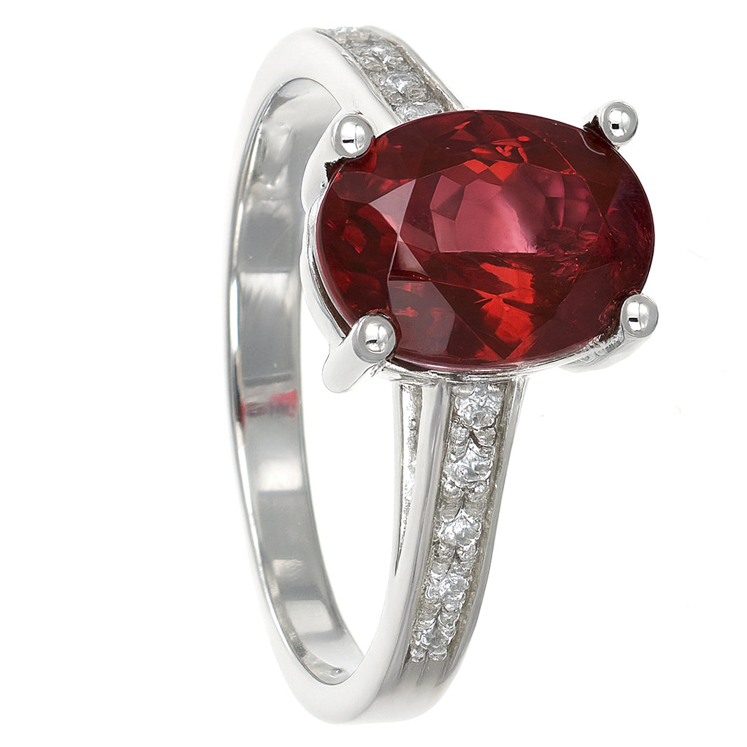 Anello - 18 carati Oro bianco - 2.73ct. tw. Tormalina - Diamante